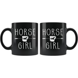 RobustCreative-Arkansas Horse Girl Gifts Arkansan Shape Country for women - 11oz Black Mug Riding Lover Gift Idea