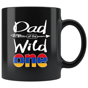 RobustCreative-Armenian Dad of the Wild One Birthday Armenia Flag Black 11oz Mug Gift Idea