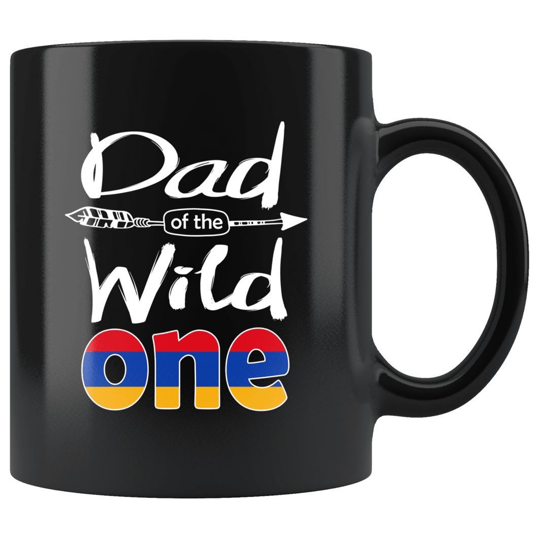 RobustCreative-Armenian Dad of the Wild One Birthday Armenia Flag Black 11oz Mug Gift Idea