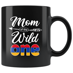 RobustCreative-Armenian Mom of the Wild One Birthday Armenia Flag Black 11oz Mug Gift Idea