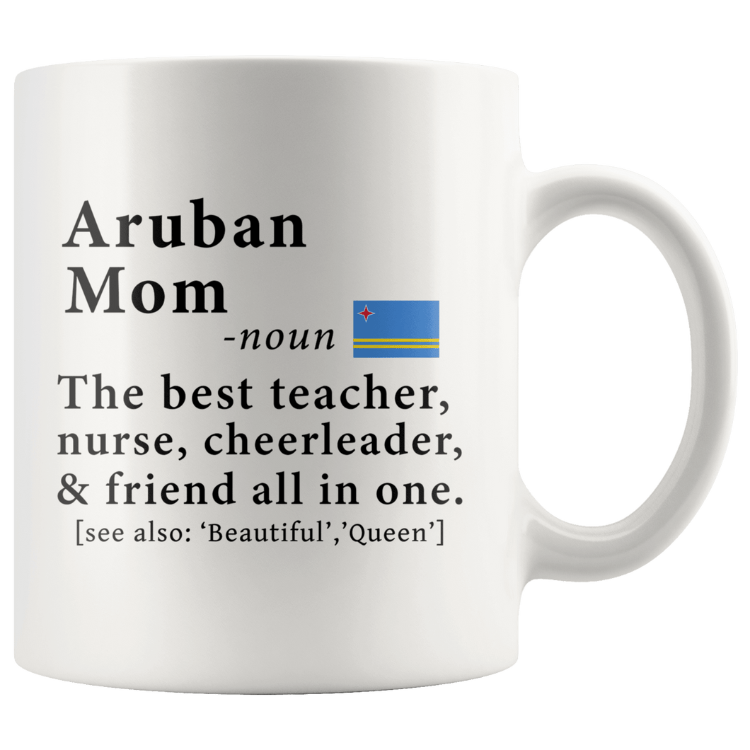 RobustCreative-Aruban Mom Definition Aruba Flag Mothers Day - 11oz White Mug family reunion gifts Gift Idea