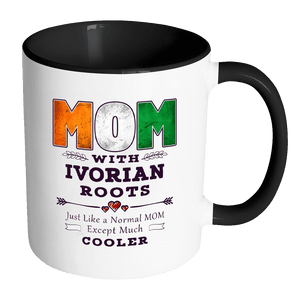 RobustCreative-Best Mom Ever with Ivorian Roots - Ivory Coast Flag 11oz Funny Black & White Coffee Mug - Mothers Day Independence Day - Women Men Friends Gift - Both Sides Printed (Distressed)