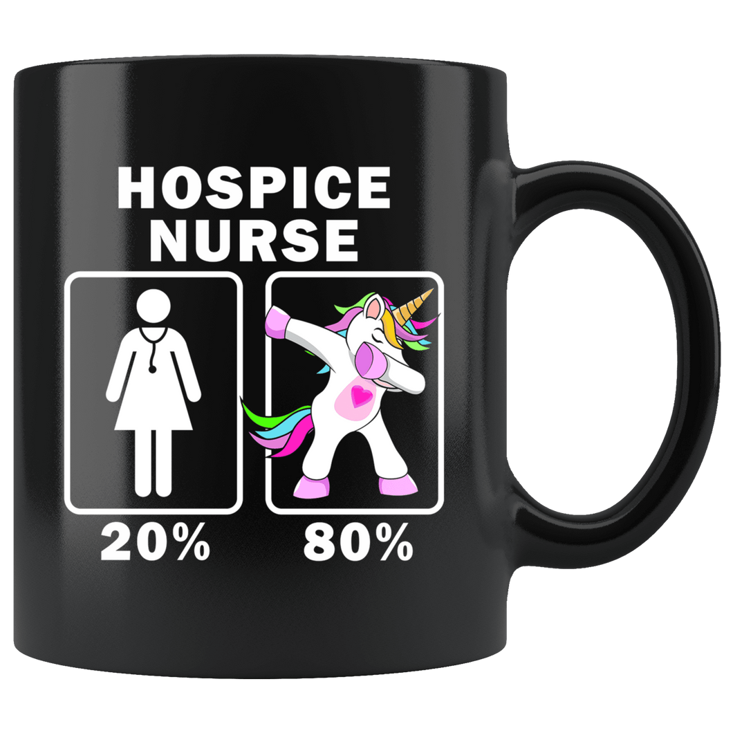 RobustCreative-Hospice Nurse Dabbing Unicorn 20 80 Principle Superhero Girl Womens - 11oz Black Mug Medical Personnel Gift Idea