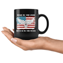 Load image into Gallery viewer, RobustCreative-Eagle Mullet American Flag Home of the Free 4th of July USA - Military Family 11oz Black Mug Deployed Duty Forces support troops CONUS Gift Idea - Both Sides Printed
