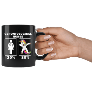 RobustCreative-Gerontological Nurse Dabbing Unicorn 80 20 Principle Superhero Girl Womens - 11oz Black Mug Medical Personnel Gift Idea