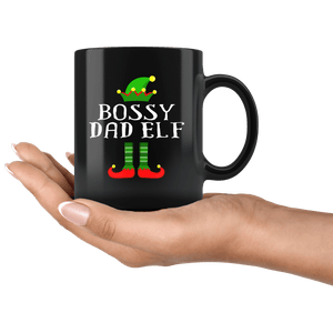 RobustCreative-Im The Bossy Dad Elf Family Matching Outfits PJ - 11oz Black Mug Christmas group green pjs costume Gift Idea