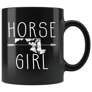 RobustCreative-Maryland Horse Girl Gifts Marylander Shape Country for women - 11oz Black Mug Riding Lover Gift Idea