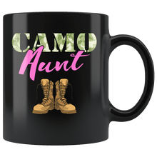 Load image into Gallery viewer, RobustCreative-Aunt Military Boots Camo Hard Charger Camouflage - Military Family 11oz Black Mug Deployed Duty Forces support troops CONUS Gift Idea - Both Sides Printed
