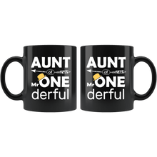 Load image into Gallery viewer, RobustCreative-Aunt of Mr Onederful  1st Birthday Baby Boy Outfit Black 11oz Mug Gift Idea
