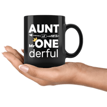 Load image into Gallery viewer, RobustCreative-Aunt of Mr Onederful  1st Birthday Baby Boy Outfit Black 11oz Mug Gift Idea
