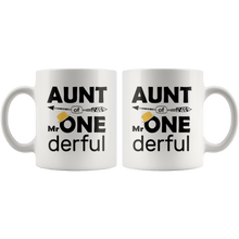 Load image into Gallery viewer, RobustCreative-Aunt of Mr Onederful  1st Birthday Baby Boy Outfit White 11oz Mug Gift Idea
