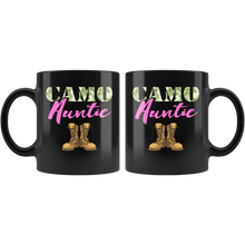 Load image into Gallery viewer, RobustCreative-Auntie Military Boots Camo Hard Charger Camouflage - Military Family 11oz Black Mug Deployed Duty Forces support troops CONUS Gift Idea - Both Sides Printed
