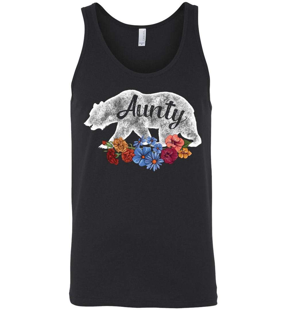 RobustCreative-Aunty Bear in Flowers Vintage Tank Top Matching Family Pajama Retro Family Black