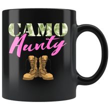 Load image into Gallery viewer, RobustCreative-Aunty Military Boots Camo Hard Charger Camouflage - Military Family 11oz Black Mug Deployed Duty Forces support troops CONUS Gift Idea - Both Sides Printed
