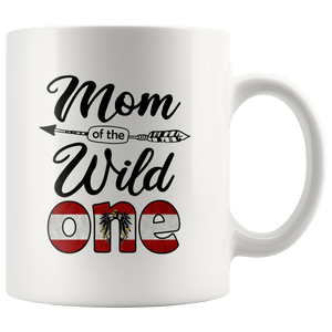 RobustCreative-Austrian Mom of the Wild One Birthday Austria Flag White 11oz Mug Gift Idea