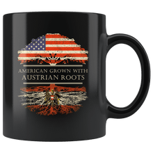 Load image into Gallery viewer, RobustCreative-Austrian Roots American Grown Fathers Day Gift - Austrian Pride 11oz Funny Black Coffee Mug - Real Austria Hero Flag Papa National Heritage - Friends Gift - Both Sides Printed
