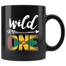 Load image into Gallery viewer, RobustCreative-Grenada Wild One Birthday Outfit 1 Grenadian Flag Black 11oz Mug Gift Idea
