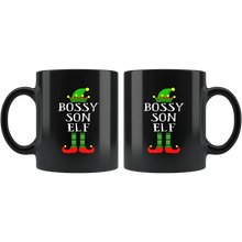 Load image into Gallery viewer, RobustCreative-Im The Bossy Son Elf Family Matching Outfits PJ - 11oz Black Mug Christmas group green pjs costume Gift Idea
