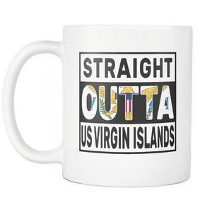 RobustCreative-Straight Outta US Virgin Islands - Virgin Islander Flag 11oz Funny White Coffee Mug - Independence Day Family Heritage - Women Men Friends Gift - Both Sides Printed (Distressed)