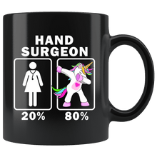 Load image into Gallery viewer, RobustCreative-Hand Surgeon Dabbing Unicorn 20 80 Principle Superhero Girl Womens - 11oz Black Mug Medical Personnel Gift Idea
