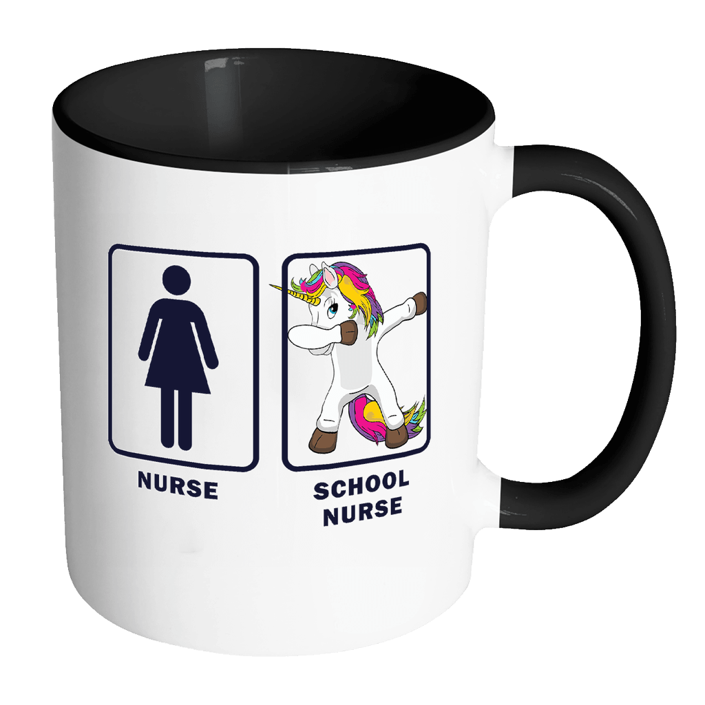 RobustCreative-School Nurse Dabbing Unicorn - Teacher Appreciation 11oz Funny Black & White Coffee Mug - Funny Dab Teaching Students First Last Day - Friends Gift - Both Sides Printed