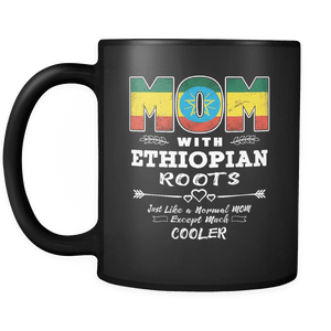 RobustCreative-Best Mom Ever with Ethiopian Roots - Ethiopia Flag 11oz Funny Black Coffee Mug - Mothers Day Independence Day - Women Men Friends Gift - Both Sides Printed (Distressed)