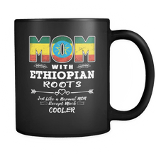 Load image into Gallery viewer, RobustCreative-Best Mom Ever with Ethiopian Roots - Ethiopia Flag 11oz Funny Black Coffee Mug - Mothers Day Independence Day - Women Men Friends Gift - Both Sides Printed (Distressed)
