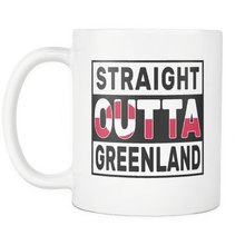 Load image into Gallery viewer, RobustCreative-Straight Outta Greenland - Greenlander Flag 11oz Funny White Coffee Mug - Independence Day Family Heritage - Women Men Friends Gift - Both Sides Printed (Distressed)
