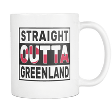 Load image into Gallery viewer, RobustCreative-Straight Outta Greenland - Greenlander Flag 11oz Funny White Coffee Mug - Independence Day Family Heritage - Women Men Friends Gift - Both Sides Printed (Distressed)
