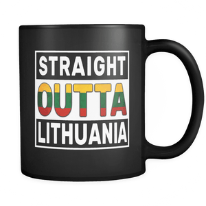 RobustCreative-Straight Outta Lithuania - Lithuanian Flag 11oz Funny Black Coffee Mug - Independence Day Family Heritage - Women Men Friends Gift - Both Sides Printed (Distressed)
