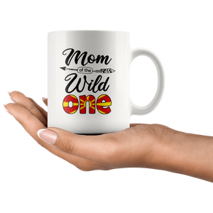 RobustCreative-Macedonian Mom of the Wild One Birthday Macedonia Flag White 11oz Mug Gift Idea