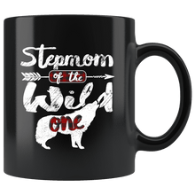 Load image into Gallery viewer, RobustCreative-Stepmom of the Wild One Wolf 1st Birthday Wolves - 11oz Black Mug wolves lover animal spirit Gift Idea
