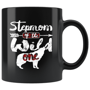 RobustCreative-Stepmom of the Wild One Wolf 1st Birthday Wolves - 11oz Black Mug wolves lover animal spirit Gift Idea