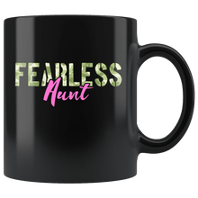 Load image into Gallery viewer, RobustCreative-Fearless Aunt Camo Hard Charger Veterans Day - Military Family 11oz Black Mug Retired or Deployed support troops Gift Idea - Both Sides Printed
