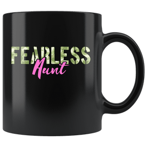 RobustCreative-Fearless Aunt Camo Hard Charger Veterans Day - Military Family 11oz Black Mug Retired or Deployed support troops Gift Idea - Both Sides Printed