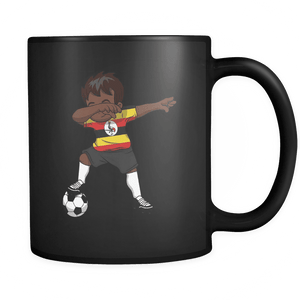 RobustCreative-Dabbing Soccer Boy Uganda Ugandan Kampala Gifts National Soccer Tournament Game 11oz Black Coffee Mug ~ Both Sides Printed