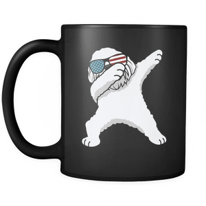 RobustCreative-Dabbing Maltese Dog America Flag - Patriotic Merica Murica Pride - 4th of July USA Independence Day - 11oz Black Funny Coffee Mug Women Men Friends Gift ~ Both Sides Printed