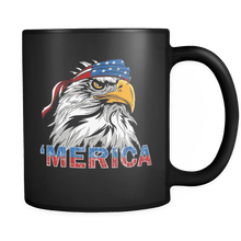 Load image into Gallery viewer, RobustCreative-Merica Eagle Mullet - Merica 11oz Funny Black Coffee Mug - American Flag 4th of July Independence Day - Women Men Friends Gift - Both Sides Printed (Distressed)
