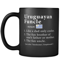 Load image into Gallery viewer, RobustCreative-Uruguayan Funcle Definition Fathers Day Gift - Uruguayan Pride 11oz Funny Black Coffee Mug - Real Uruguay Hero Papa National Heritage - Friends Gift - Both Sides Printed
