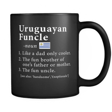 Load image into Gallery viewer, RobustCreative-Uruguayan Funcle Definition Fathers Day Gift - Uruguayan Pride 11oz Funny Black Coffee Mug - Real Uruguay Hero Papa National Heritage - Friends Gift - Both Sides Printed
