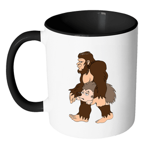 RobustCreative-Bigfoot Sasquatch Carrying Hedgehog - I Believe I'm a Believer - No Yeti Humanoid Monster - 11oz Black & White Funny Coffee Mug Women Men Friends Gift ~ Both Sides Printed