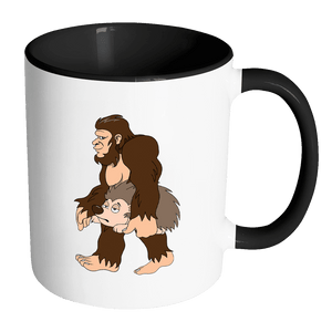RobustCreative-Bigfoot Sasquatch Carrying Hedgehog - I Believe I'm a Believer - No Yeti Humanoid Monster - 11oz Black & White Funny Coffee Mug Women Men Friends Gift ~ Both Sides Printed