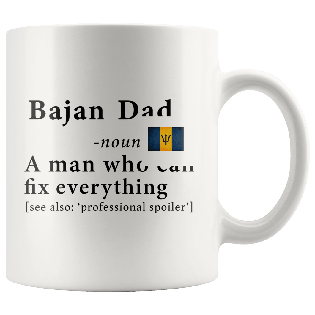 RobustCreative-Bajan Dad Definition Barbados Flag Fathers Day - 11oz White Mug family reunion gifts Gift Idea