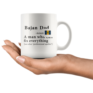 RobustCreative-Bajan Dad Definition Barbados Flag Fathers Day - 11oz White Mug family reunion gifts Gift Idea