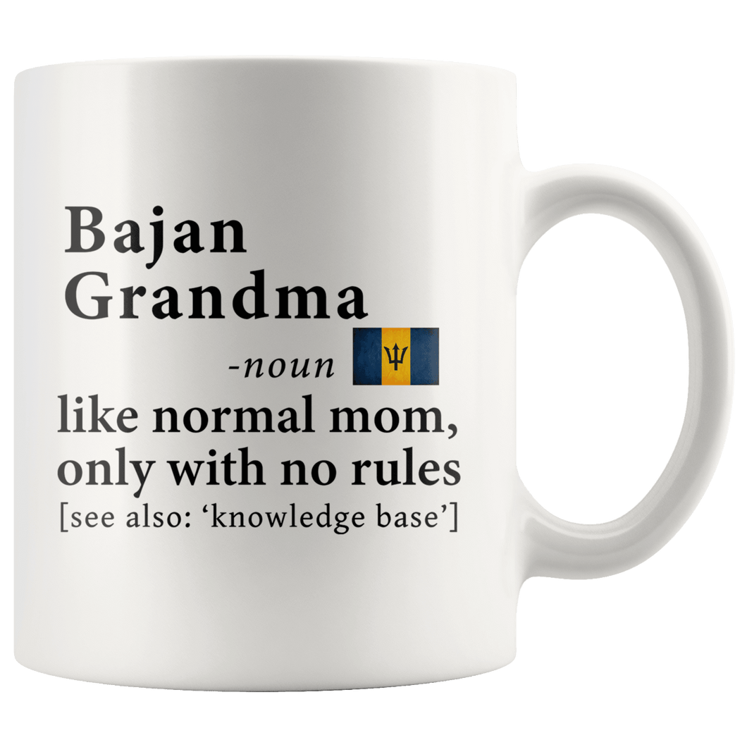 RobustCreative-Bajan Grandma Definition Barbados Flag Grandmother - 11oz White Mug family reunion gifts Gift Idea