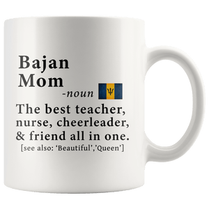 RobustCreative-Bajan Mom Definition Barbados Flag Mothers Day - 11oz White Mug family reunion gifts Gift Idea