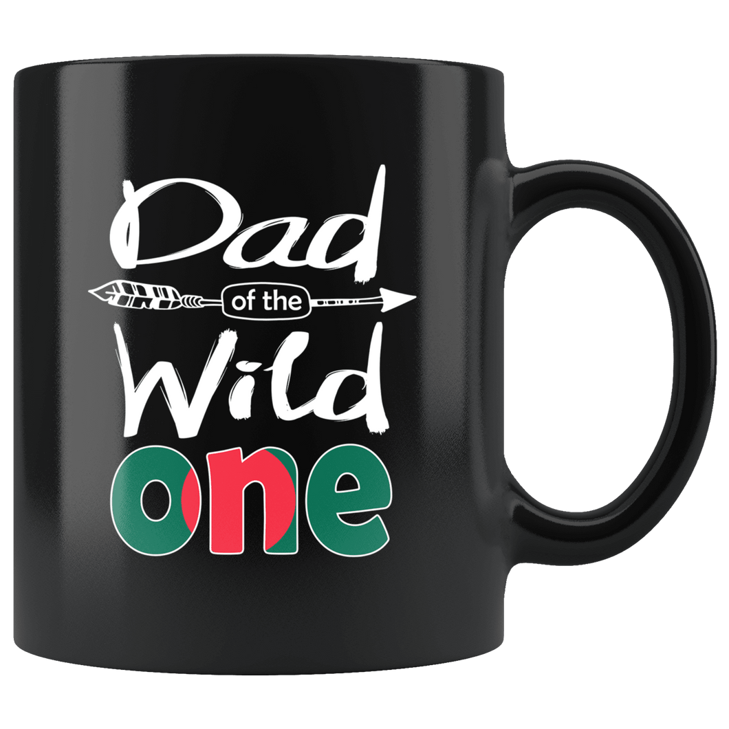 RobustCreative-Bangladeshi Dad of the Wild One Birthday Bangladesh Flag Black 11oz Mug Gift Idea