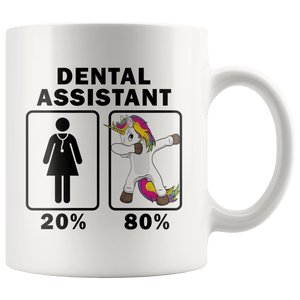 RobustCreative-Dental Assistant Dabbing Unicorn 80 20 Principle Superhero Girl Womens - 11oz White Mug Medical Personnel Gift Idea