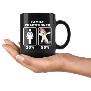 RobustCreative-Family Practitioner Dabbing Unicorn 80 20 Principle Superhero Girl Womens - 11oz Black Mug Medical Personnel Gift Idea