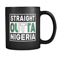 Load image into Gallery viewer, RobustCreative-Straight Outta Nigeria - Nigerian Flag 11oz Funny Black Coffee Mug - Independence Day Family Heritage - Women Men Friends Gift - Both Sides Printed (Distressed)
